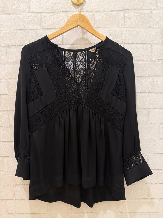 DVF Silk & Lace Ls Blouse/ US4-S
