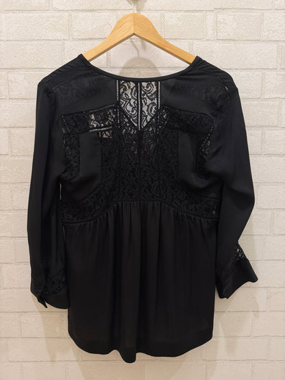 DVF Silk & Lace Ls Blouse/ US4-S