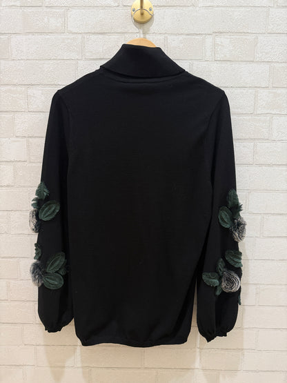 ANNE FONTAINE LS  Turtle Neck With Fur Sleeves Sweater/L