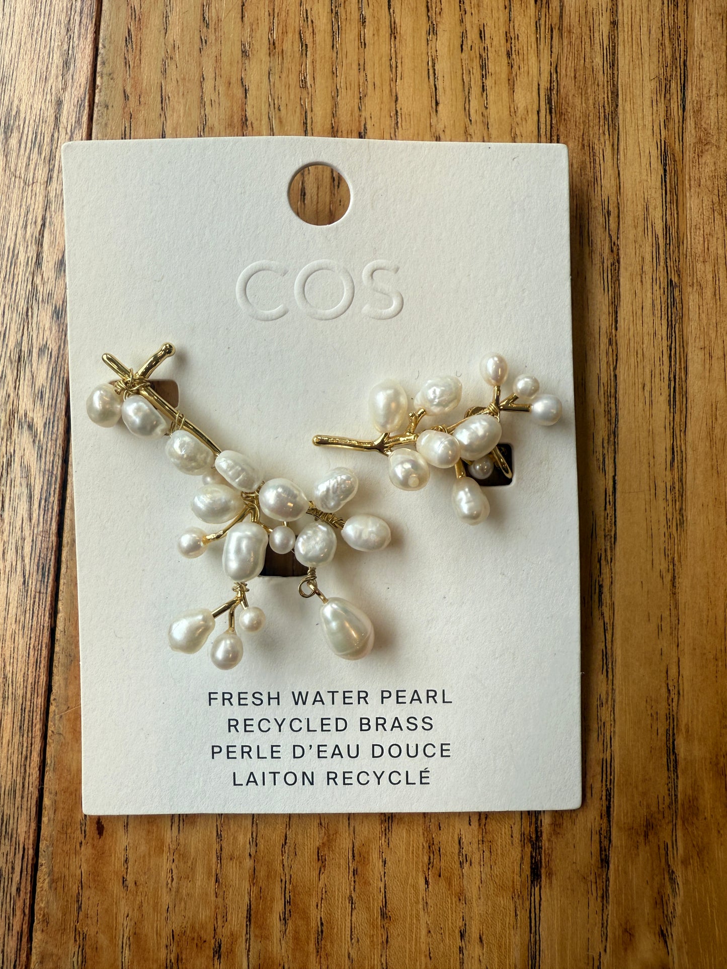COS NWT Pearls EARRINGS White & Gold/ OS