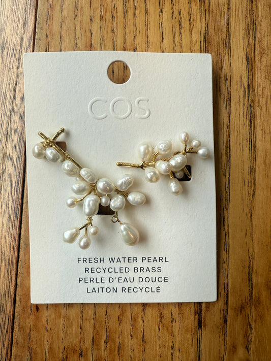 COS NWT Pearls EARRINGS White & Gold/ OS