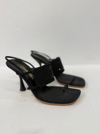 CHANEL Heels Sandals With Logo On Top/ US 6-EU36