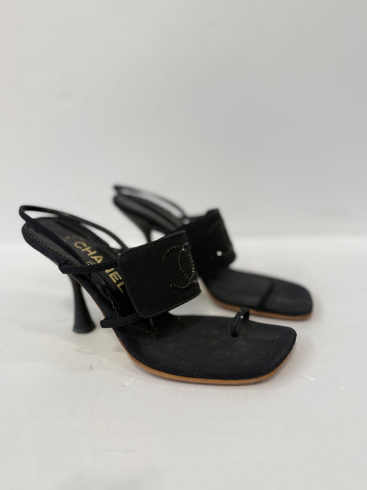 CHANEL Heels Sandals With Logo On Top/ US 6-EU36