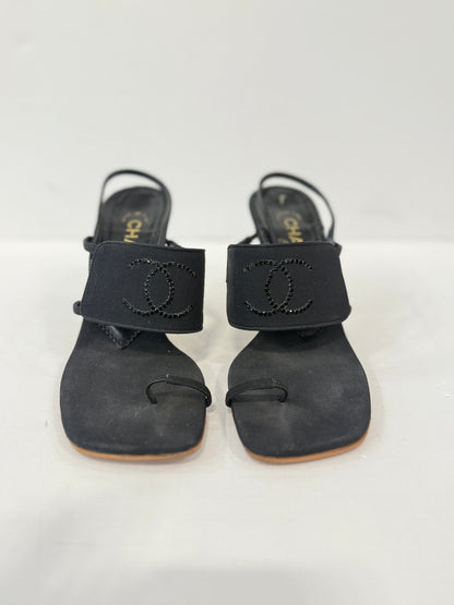 CHANEL Heels Sandals With Logo On Top/ US 6-EU36