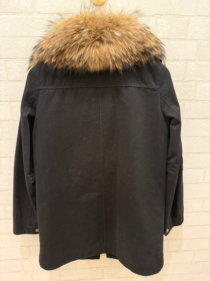 YVES SALOMON Army Black Parka With Fur / S-EU36