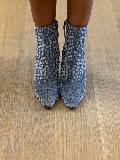 MANOLO BLAHNIK HHeels  Velvet  Dots Low Boots/ EU37- US7