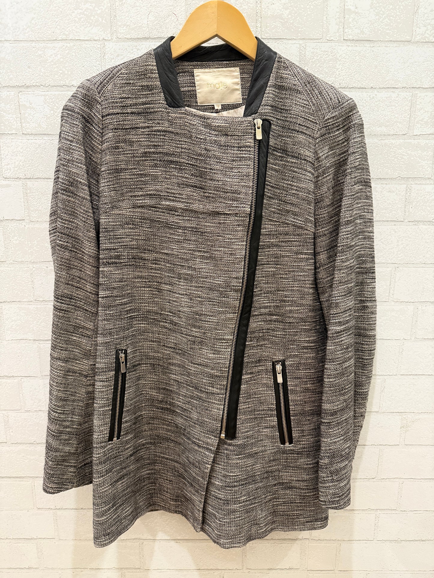 MAJE Long Zip Linen Blend Jacket / M-EU38