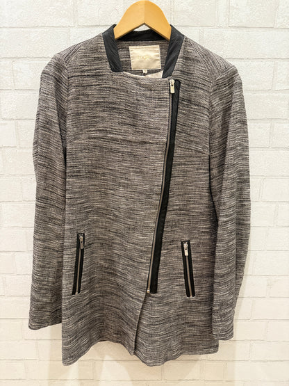 MAJE Long Zip Linen Blend Jacket / M-EU38