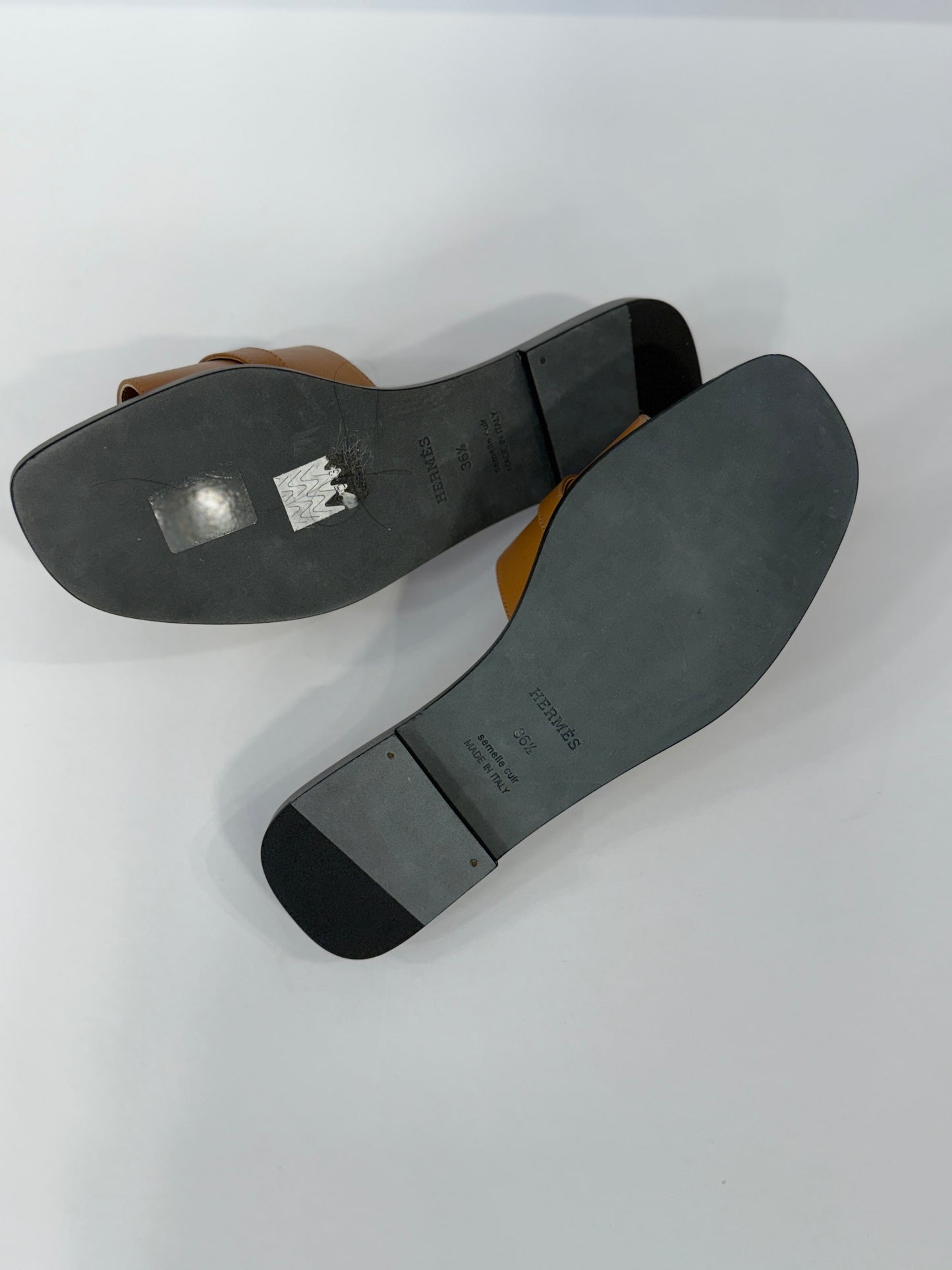 HERMES Leather Flat Sandals/ US 6.5-EU36.5