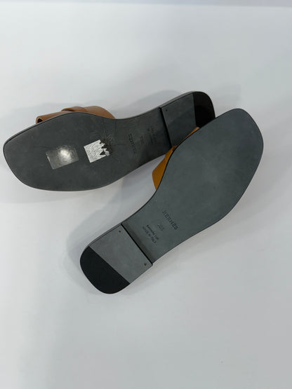 HERMES Leather Flat Sandals/ US 6.5-EU36.5
