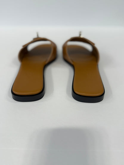 HERMES Leather Flat Sandals/ US 6.5-EU36.5