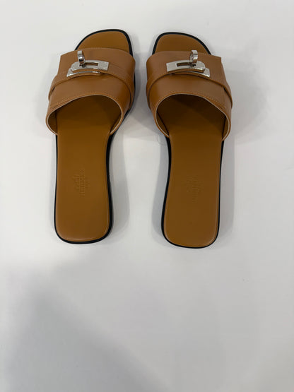 HERMES Leather Flat Sandals/ US 6.5-EU36.5
