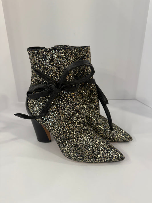 JIMMY CHOO Glitter Star Booties/ US8-EU38