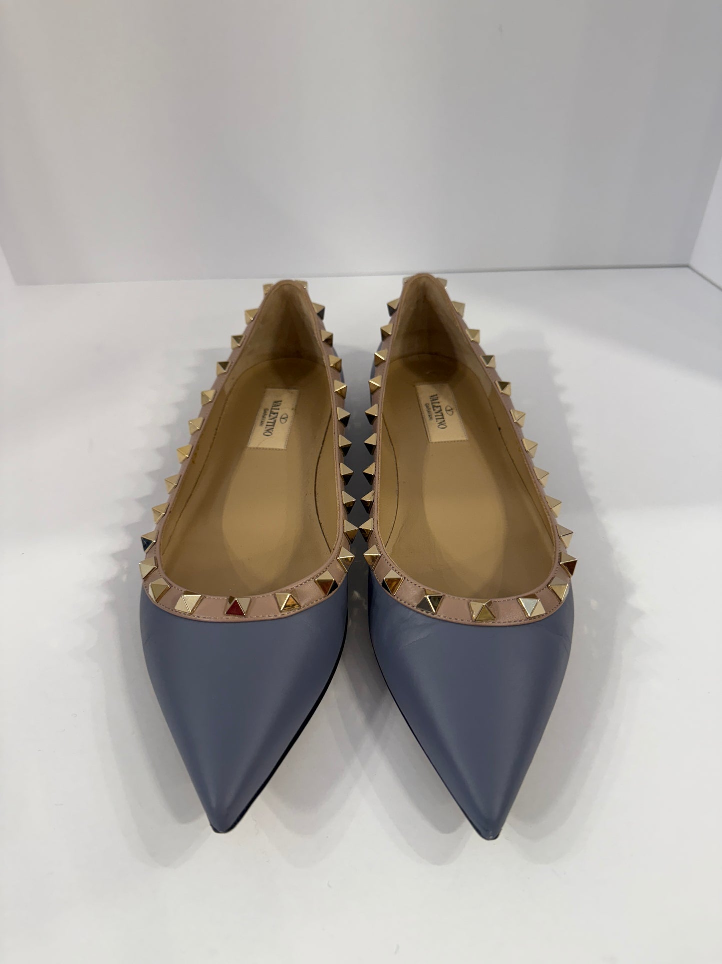 VALENTINO Rockstud Leather Ballet Flats/ US 7.5 -EU38