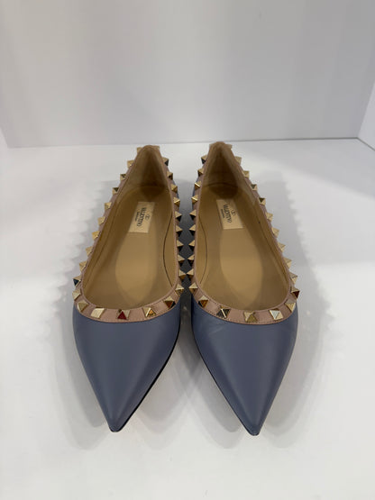 VALENTINO Rockstud Leather Ballet Flats/ US 7.5 -EU38