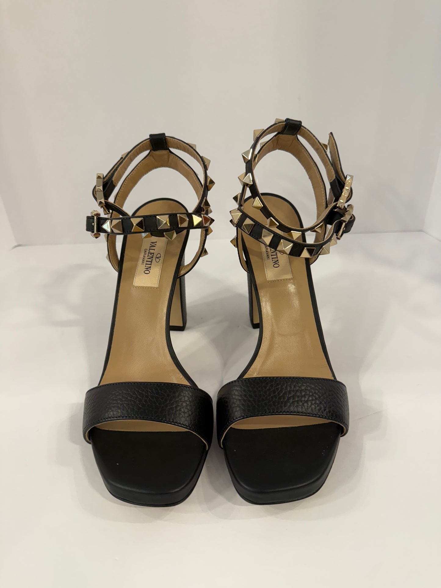 VALENTINO Rockstud Block Heel Sandals / 6.5-EU36.5