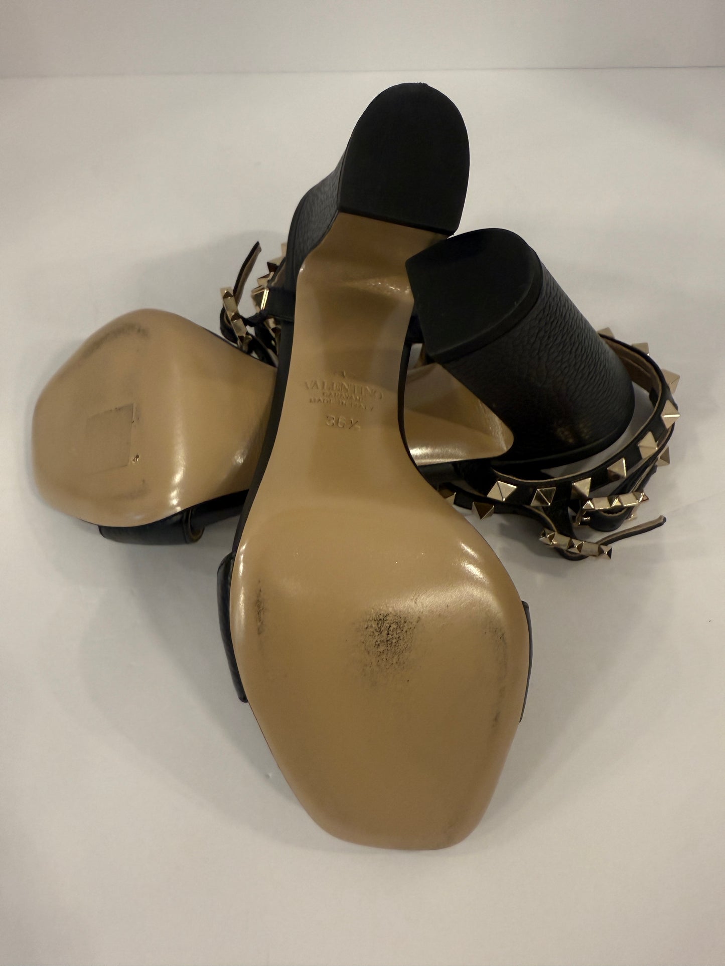 VALENTINO Rockstud Block Heel Sandals / 6.5-EU36.5