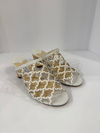JIMMY CHOO Leather Braided Mules / US 6.5-EU36.5