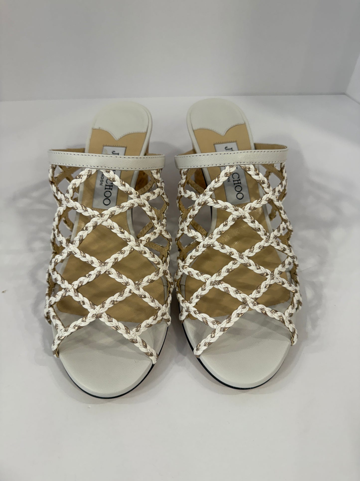 JIMMY CHOO Leather Braided Mules / US 6.5-EU36.5