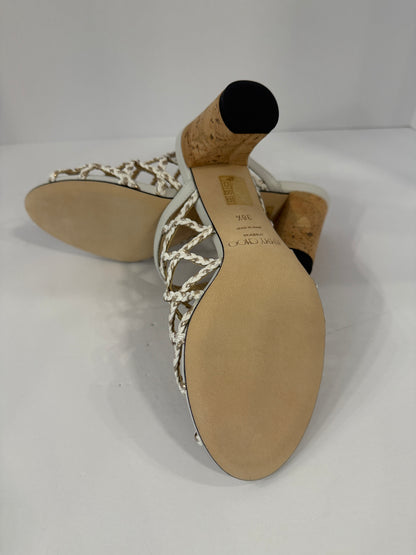 JIMMY CHOO Leather Braided Mules / US 6.5-EU36.5