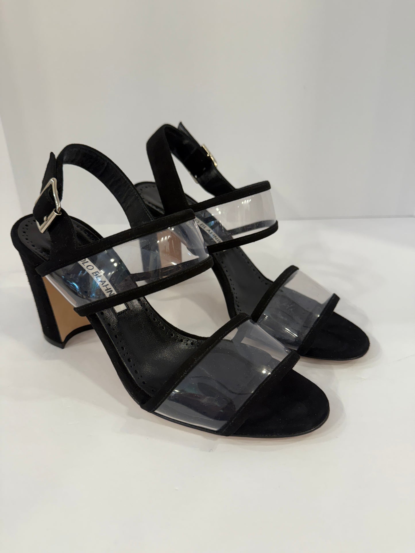 MANOLO BLAHNIK Suede Block Heel Sandals / US6.5-UE37