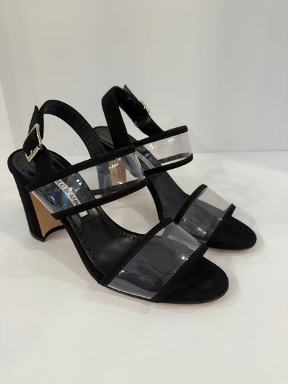MANOLO BLAHNIK Suede Block Heel Sandals / US6.5-UE37