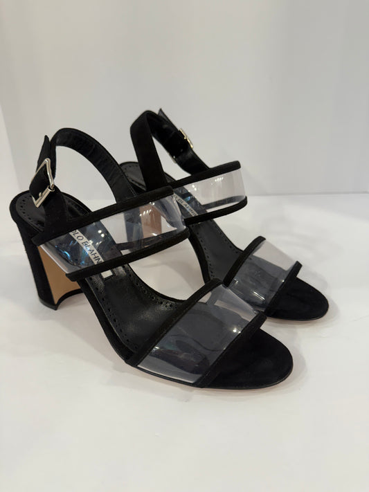 MANOLO BLAHNIK Suede Block Heel Sandals / US6.5-UE37