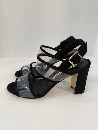 MANOLO BLAHNIK Suede Block Heel Sandals / US6.5-UE37