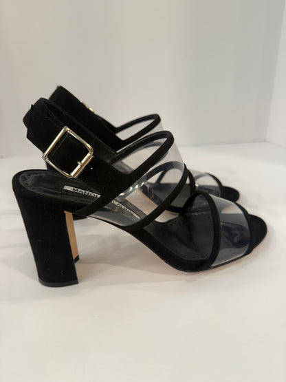 MANOLO BLAHNIK Suede Block Heel Sandals / US6.5-UE37