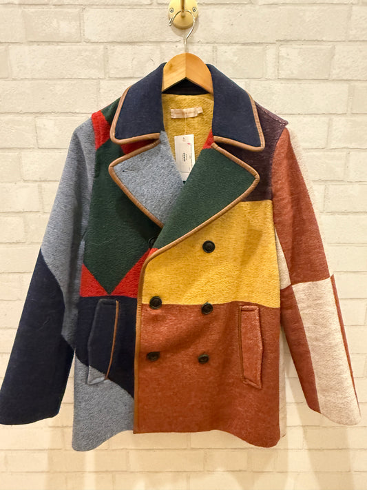 TORY BURCH Patchwork Cheval Coat/ US S-EU36