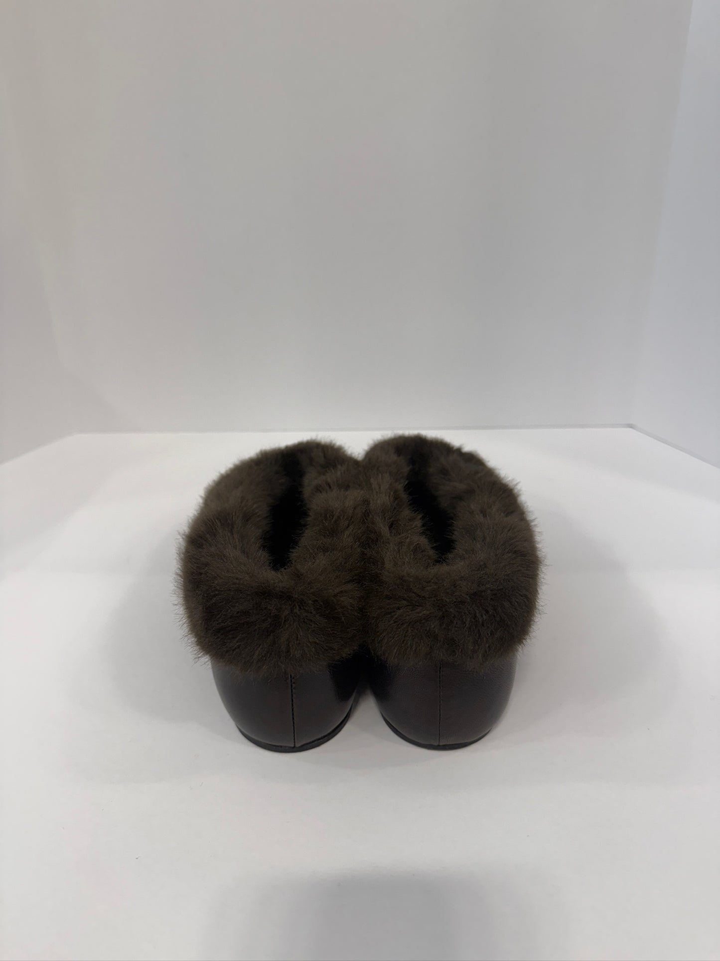 TOTEME  Faux Fur Trimmed Leather Flats/ US8.5-EU39