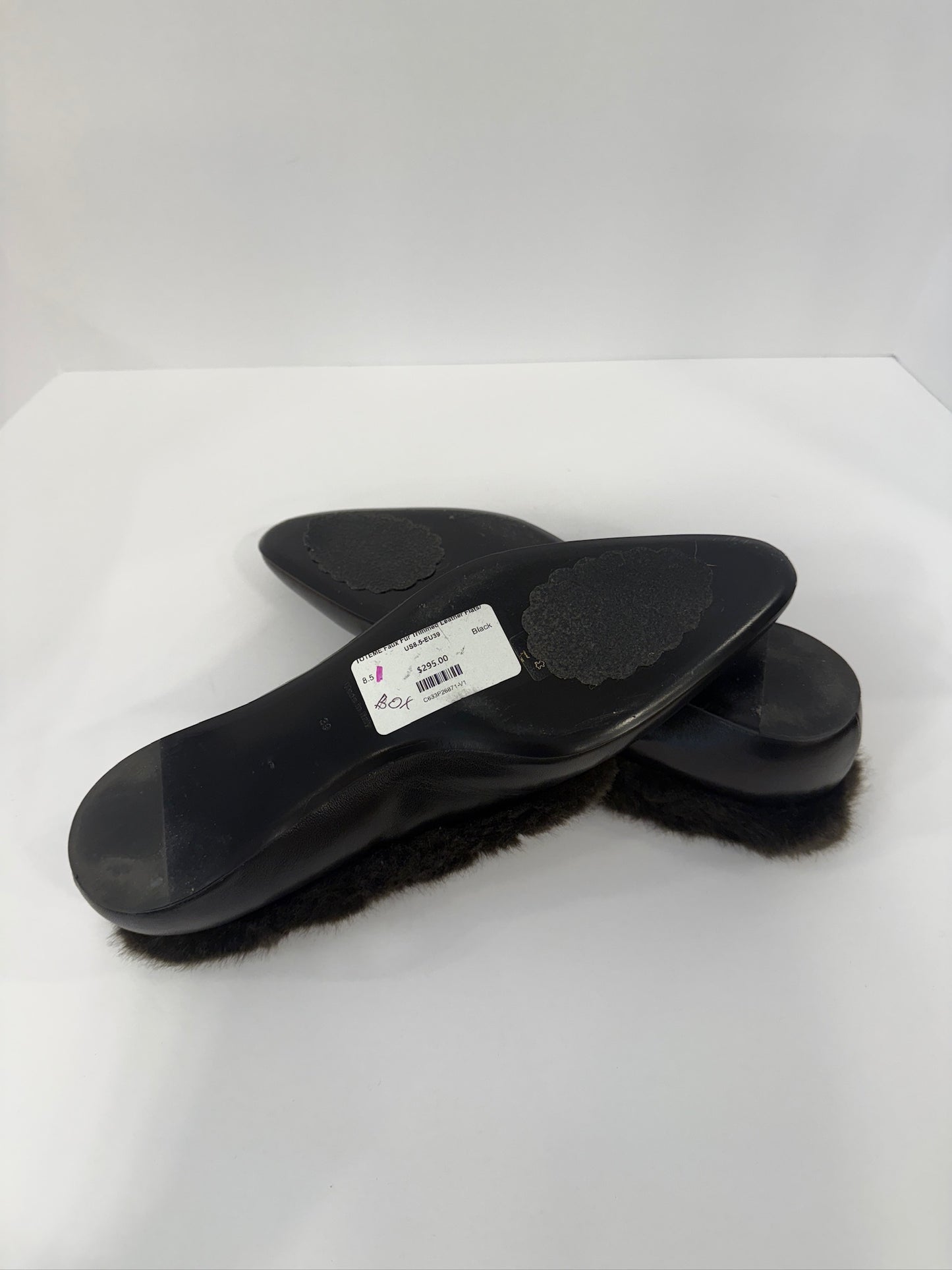 TOTEME  Faux Fur Trimmed Leather Flats/ US8.5-EU39