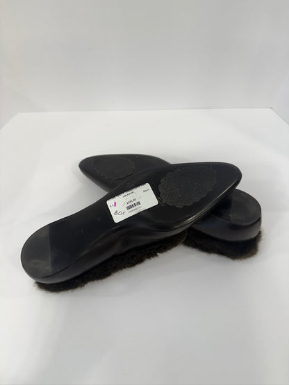 TOTEME  Faux Fur Trimmed Leather Flats/ US8.5-EU39