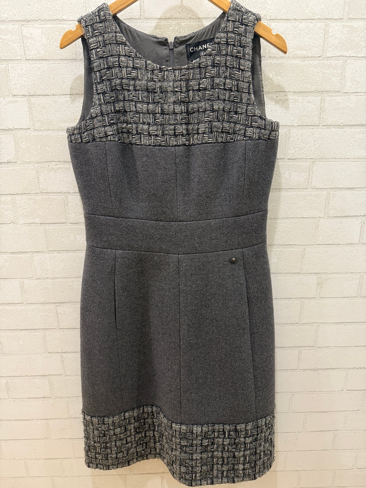 CHANEL Wool Cashemere Coco Button Tweed Midi Dress / L- EU42