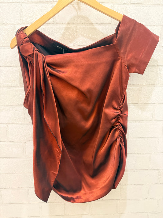 ISABEL MARANT  One Shoulder Metallic Fabric Top/EU42-M