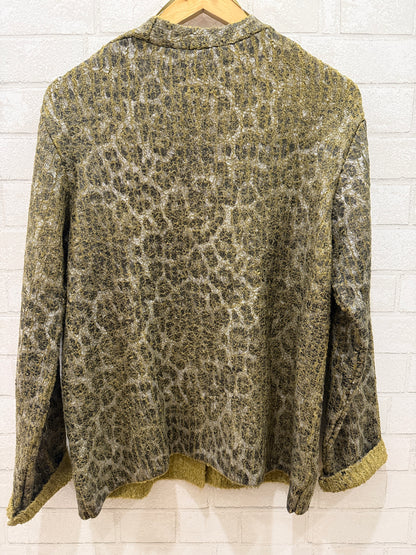 ZARA LS VNeck Buttoned Animal Print Cardigan/S