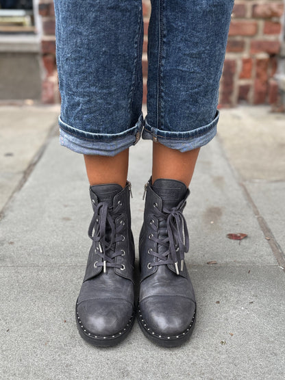 AIR & GRACE Leather Combat Boots/ US9-EU40