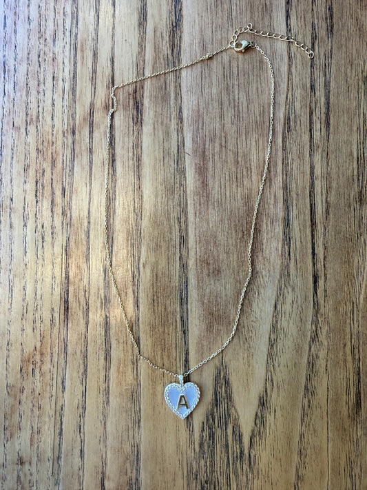 NO BRAND Heart Initial A Pendant Necklace