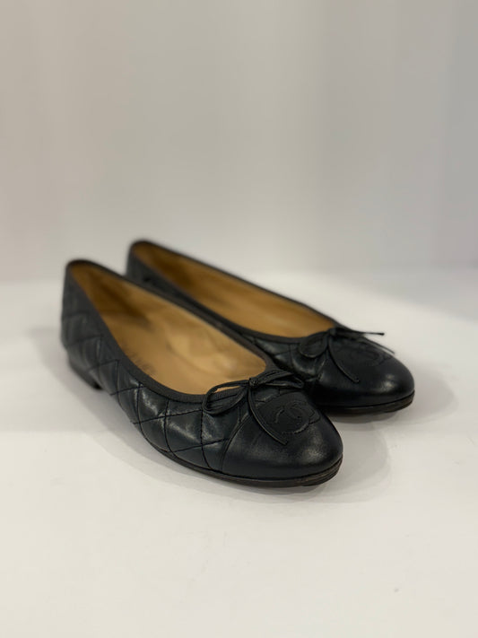 CHANEL Ballerina Blue Leather/ US 6-EU36