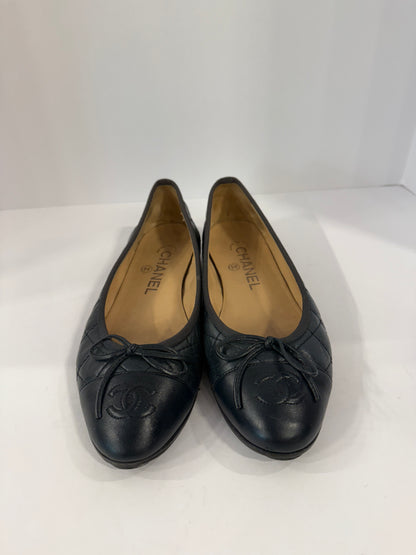 CHANEL Ballerina Blue Leather/ US 6-EU36
