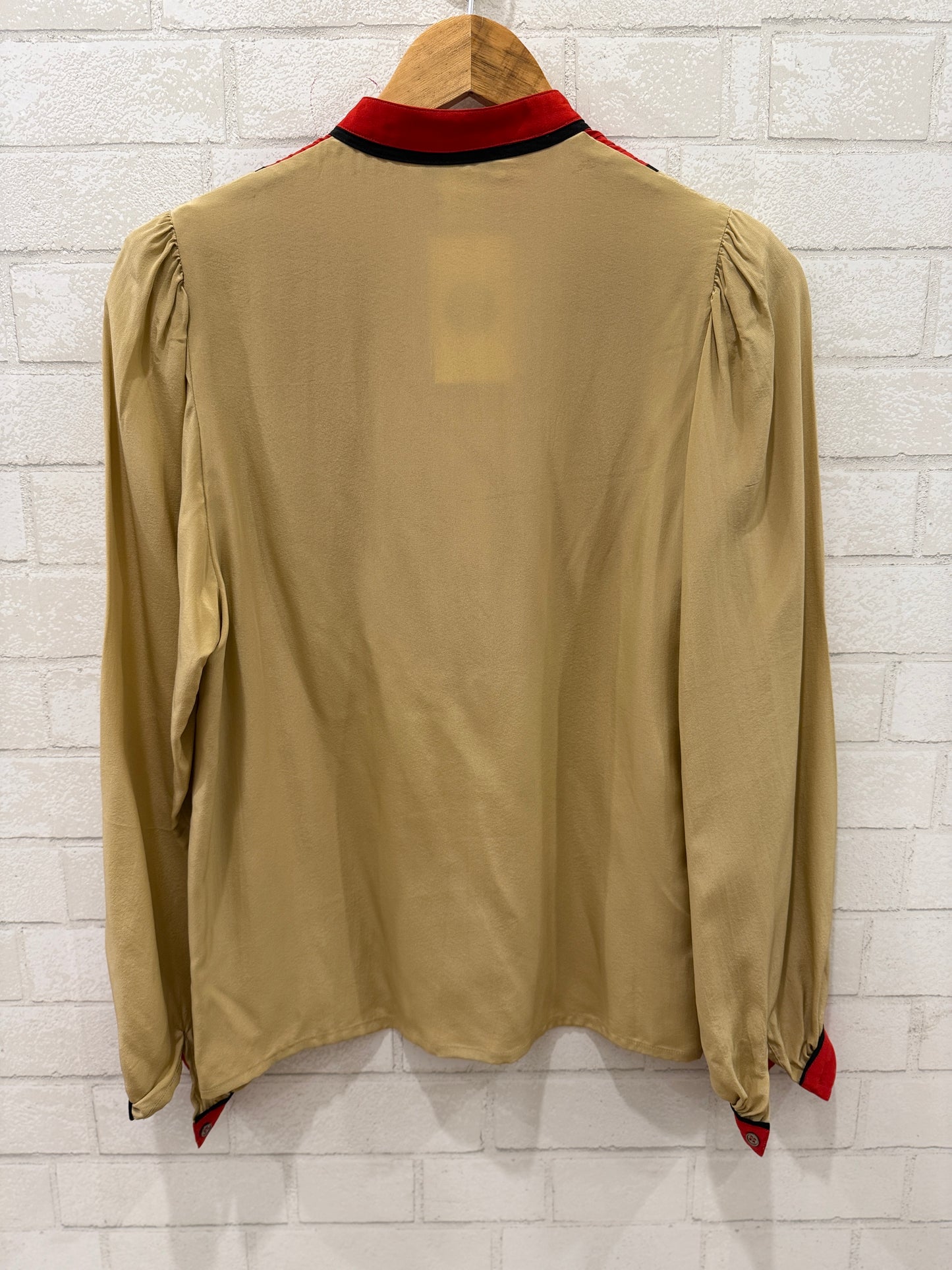 GIVENCHY  Vintage Silk Red& Beige Blouse/ US4-S