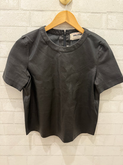 ZADIG & VOLTAIRE Leather SS Top / M