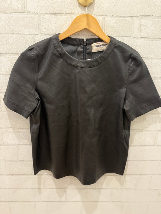 ZADIG & VOLTAIRE Leather SS Top / M