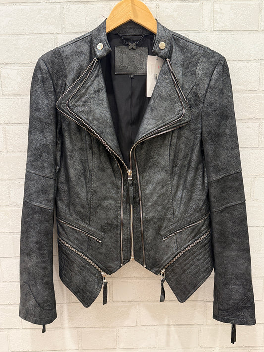 DAWN LEVY Leather Jacket Metallic / M