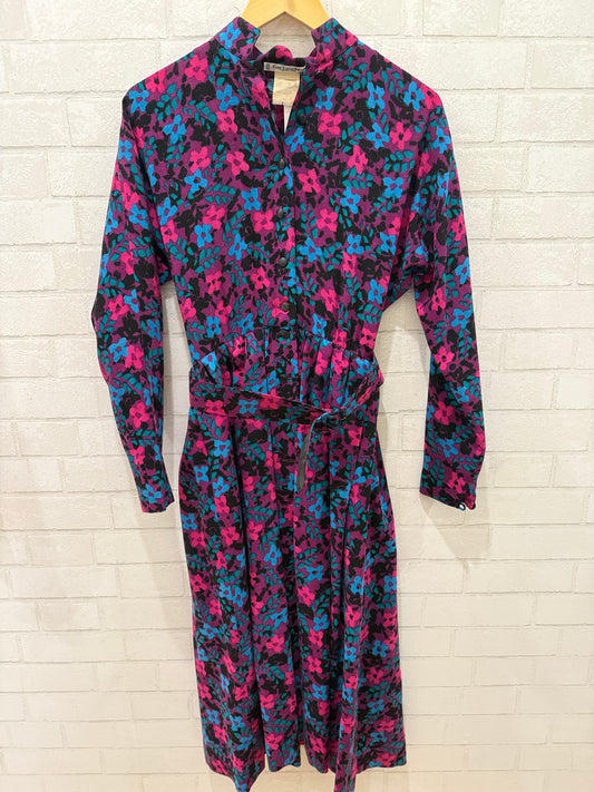 GUY LAROCHE Vintage Wool Midi Dress Floral Print / S-EU36