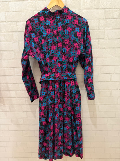 GUY LAROCHE Vintage Wool Midi Dress Floral Print / S-EU36