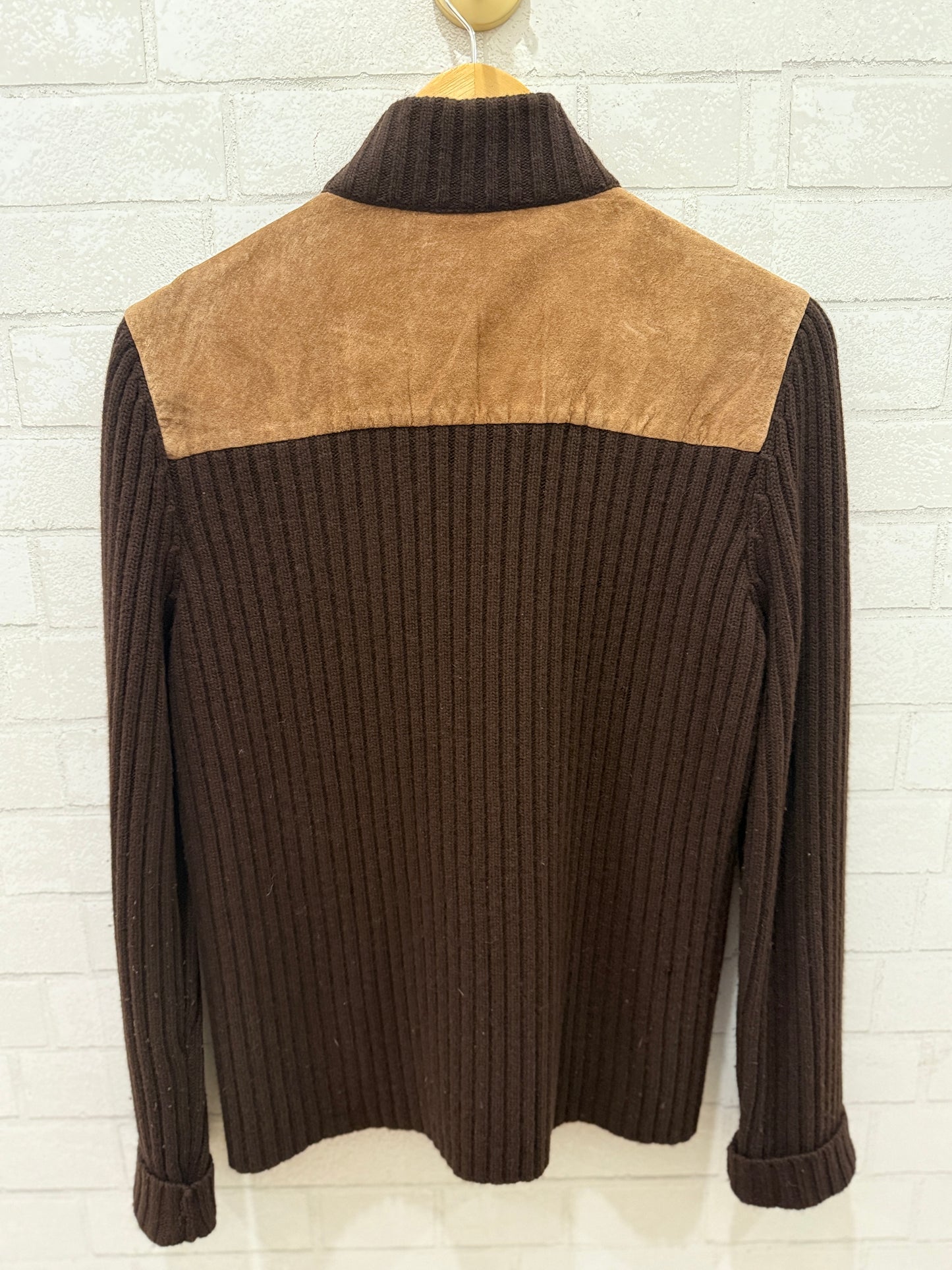 LAUREN by RALPH LAUREN LS Suede Leather&Cashmere Zipped Jacket/L