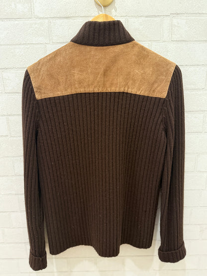LAUREN by RALPH LAUREN LS Suede Leather&Cashmere Zipped Jacket/L