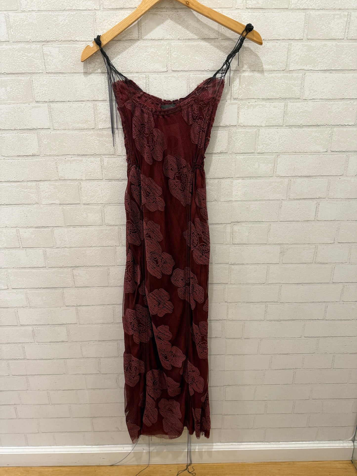 FENDI Vintage "Sex&City" Burgundy Foral Embroideries Dress / XS