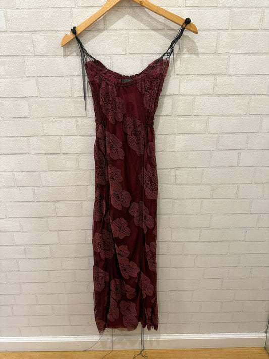 FENDI Vintage "Sex&City" Burgundy Foral Embroideries Dress / XS
